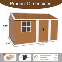 Load image into Gallery viewer, Heavy Duty Metal Storage Shed With Windows And Lockable Door, Weatherproof Outdoor Garden Shed
