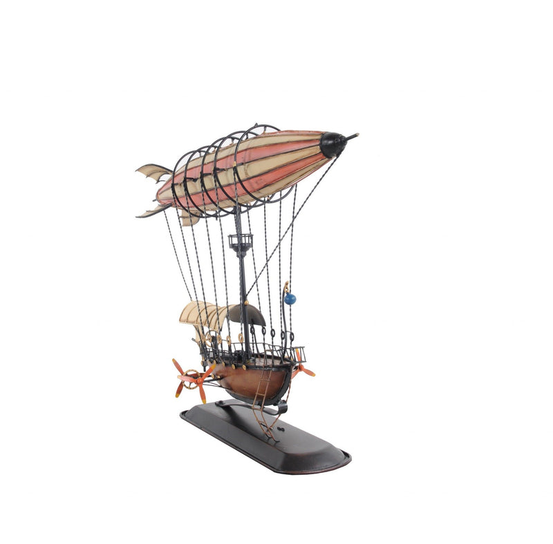 Hand Painted Model Airplane Tabletop Sculpture - Pink / Orange