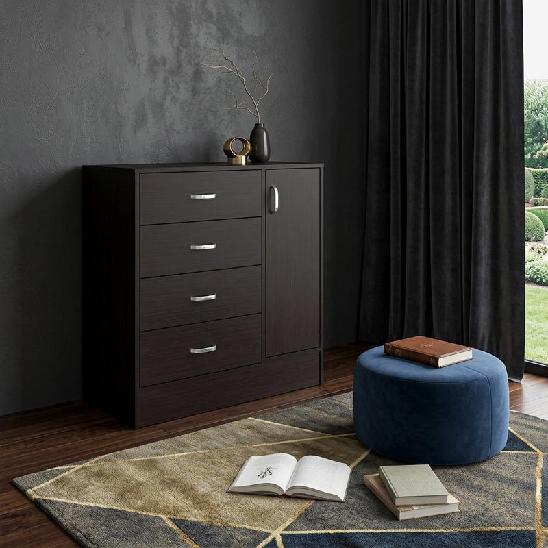 Wood Four Drawer Combo Dresser (Set of 2) - Brown