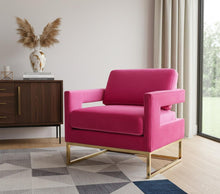 Load image into Gallery viewer, Stylish Velvet And Steel Chair - Pink And Gold
