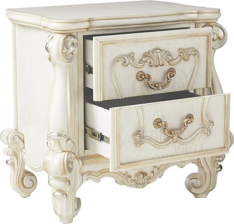 31" Wood Two Drawer Nightstand - White
