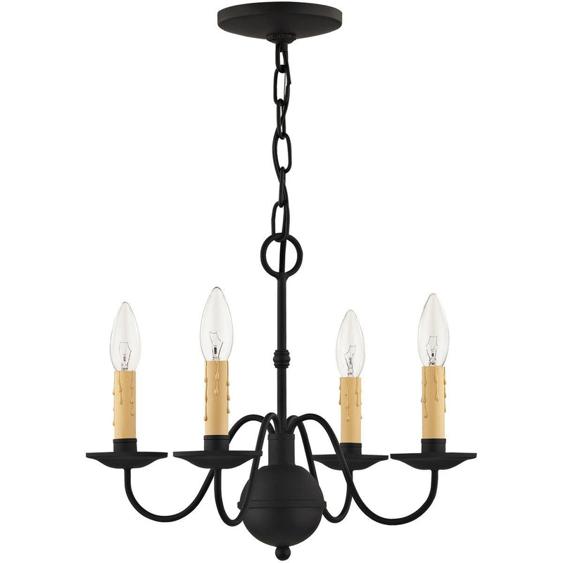 Four Light Metal Dimmable Chandelier With Shades - Black