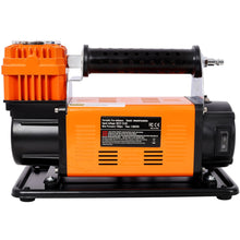 Load image into Gallery viewer, Heavy Duty 12V Air Compressor, Tire Inflator With Pressure Gauge, Compact Size - Black / Orange
