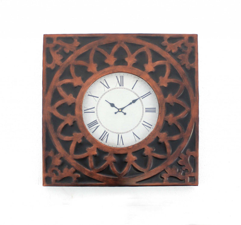Square Analog Wall Clock - Bronze