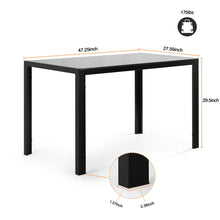 Load image into Gallery viewer, 5 Pieces Dining Table Set For 4, Kitchen Room Tempered Glass Dining Table, 4 Faux Leather Chairs - Black
