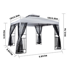 Load image into Gallery viewer, 10&#39; x 10&#39; Patio Gazebo with Mosquito Net and Corner Shelves, Light Gray
