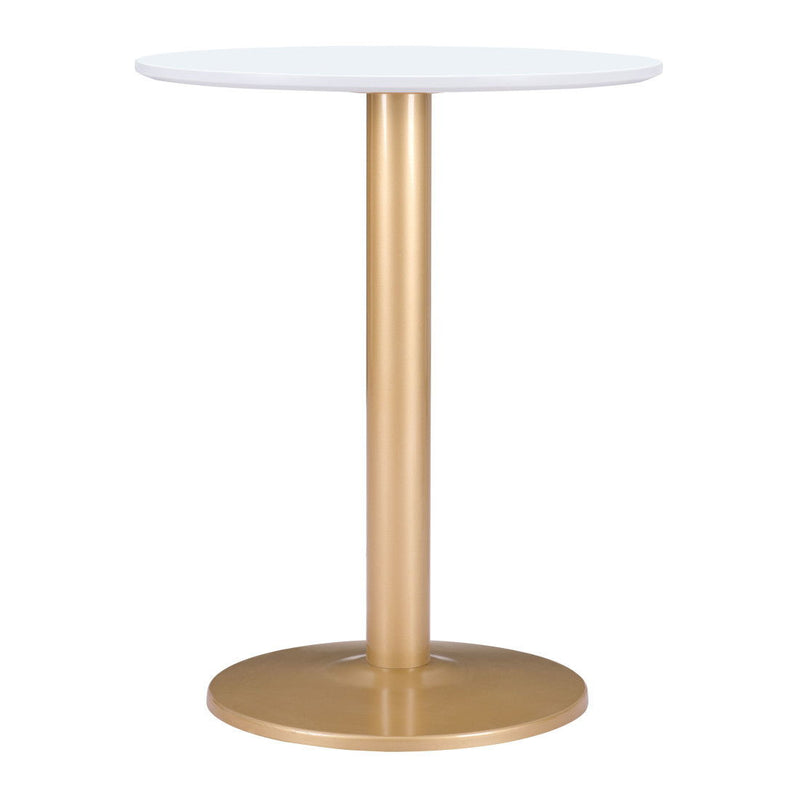 Round End Table - Gold And White