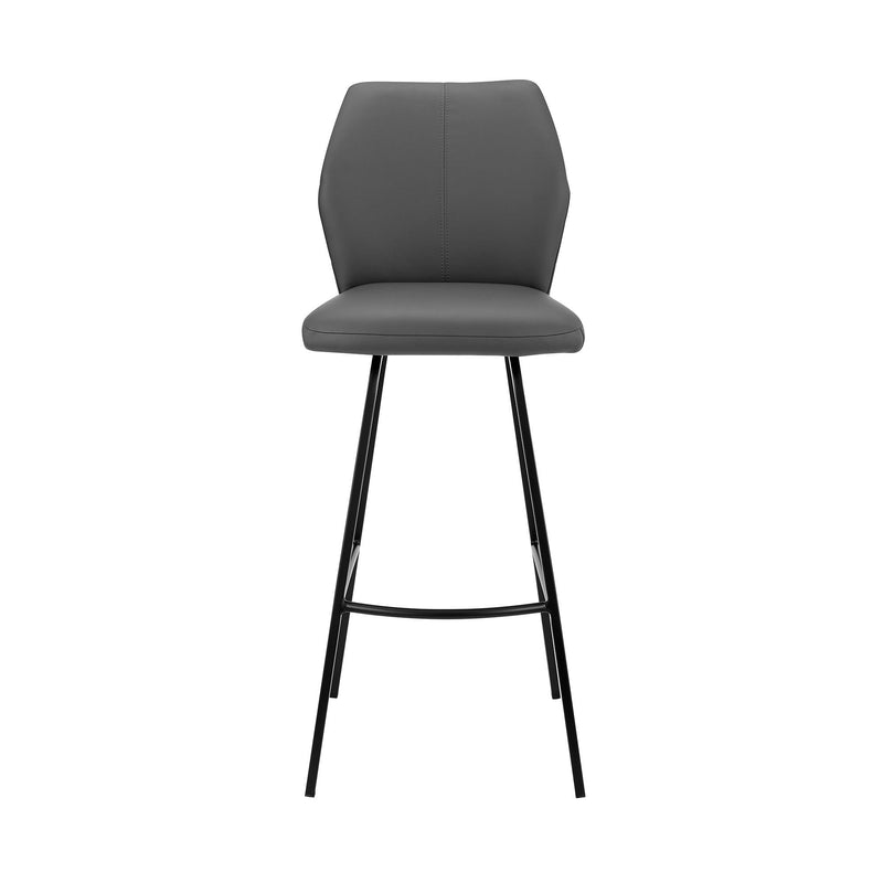 Faux Leather Counter Height Bar Chair - Gray / Black