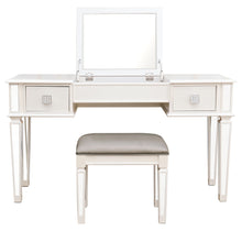 Load image into Gallery viewer, Mirrored Vanity Desk With Drawers And Stool, Flip Up Dressing Table Set For Makeup Room
