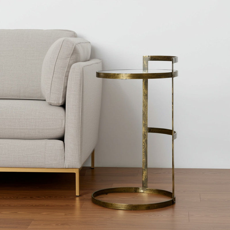 Glass Round End Table - Gold And Clear