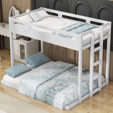 Load image into Gallery viewer, Twin over Full Bunk Bed with Built-in Ladder,White
