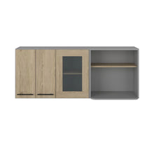 Load image into Gallery viewer, 24" Wood Wall Mounted Kitchen Cabinet With Three Doors - Gray And Natural
