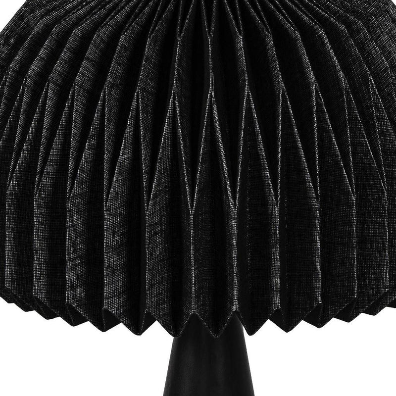 Ribbed Geometric Bedside Lamp With Dome Shade - Black