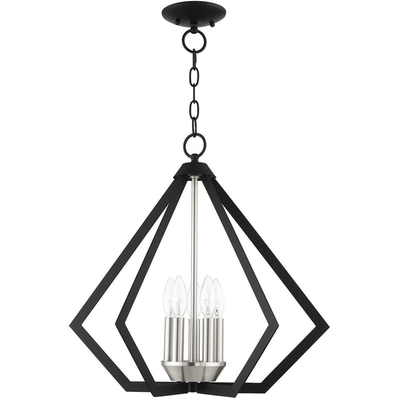 20" Five-Light Dimmable Chandelier With Shades - Black