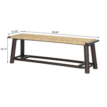 Load image into Gallery viewer, Farmhouse Modern Solid Wood Rattan Bench Multi Functional Design 59&quot; Indoor &amp; Covered Outdoor Bench - Walnut
