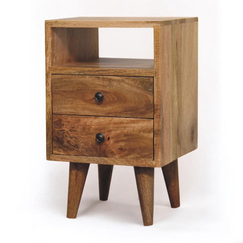 20" Solid Wood Two Drawer Nightstand For Bedroom - Oak
