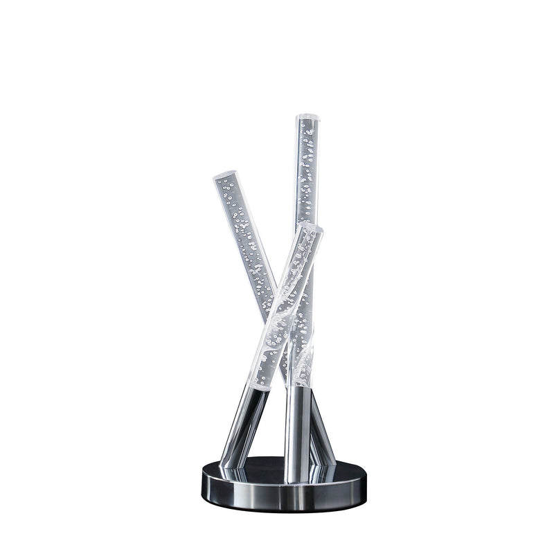 Acrylic And Metal Three Rod Abstract Table Lamp - Silver