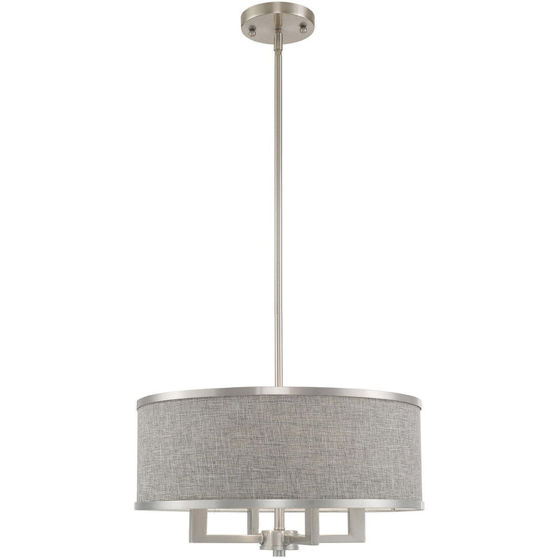 18'' Four-Light Dimmable Chandelier With Shades - Pearl Silver / Nickel