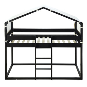 Twin Over Twin Bunk Bed Wood Bed with Tent, Espresso