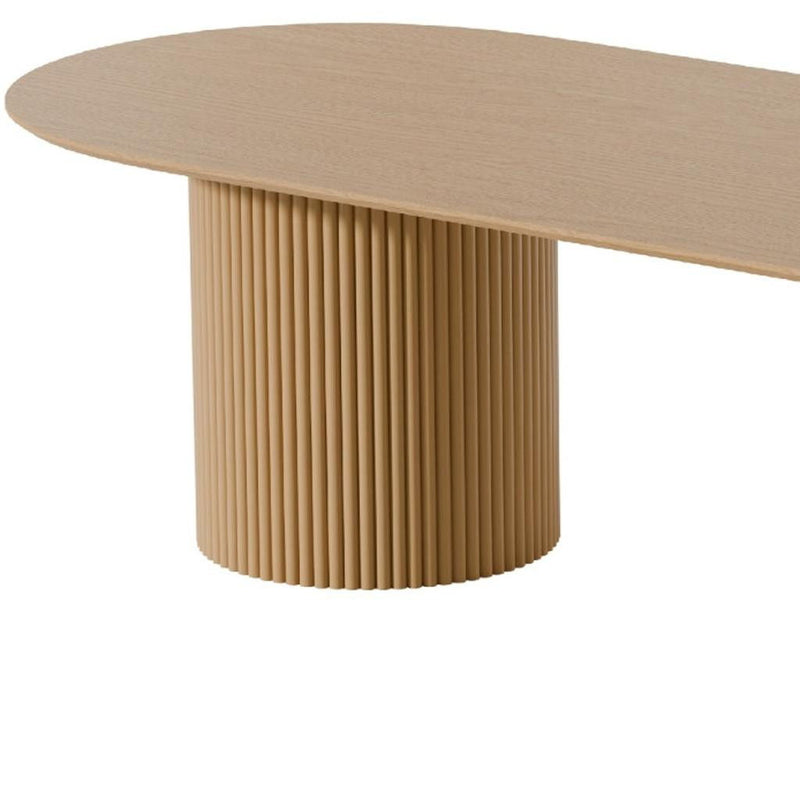 86" Wood Double Pedestal Base Oval Dining Table - Light Brown / Natural