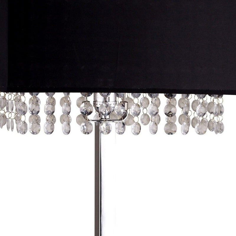 Bling Glam Faux Crystal Rectangular Table Lamp - Black