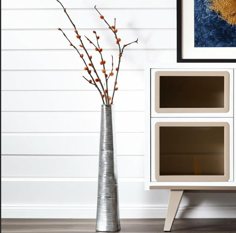 Striped Tapered Floor Vase (576735) - Silver