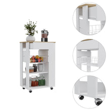 Load image into Gallery viewer, 22" Rolling Kitchen Cart With Storage - Brown / White
