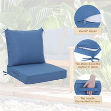 Load image into Gallery viewer, Outdoor Deep Seat Cushion Set Waterproof Fade Resistant Patio Furniture Cushions, Removable Covers, Adjustable Straps &amp; Handles - Navy Blue
