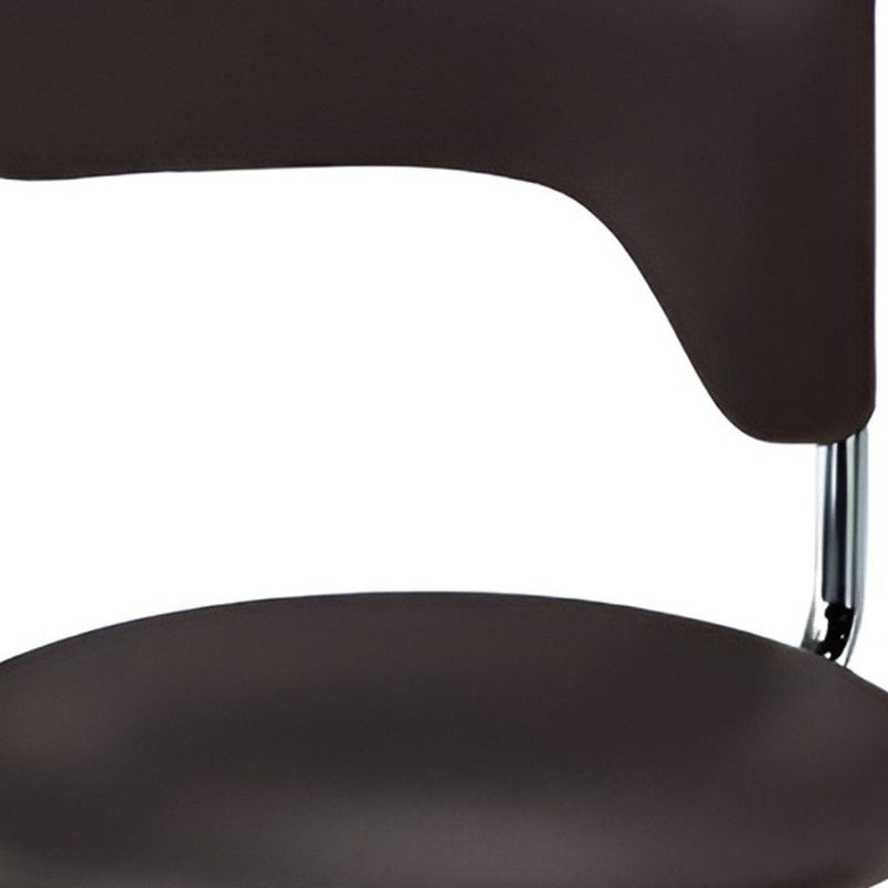Contemporary Faux Leather And Metal Low Back Adjustable Height Bar Chair - Dark Brown