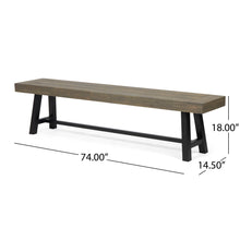 Load image into Gallery viewer, Outdoor Patio Bench - Gray / Rustic Metal
