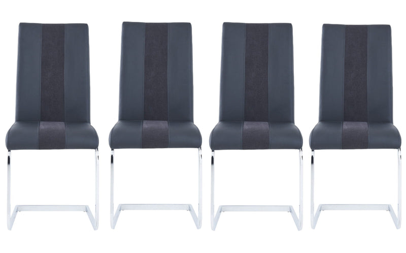 Faux Leather Dining Side Chairs (Set of 4) - Black