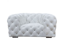 Load image into Gallery viewer, Top Grain Leather Tufted Chesterfield Chair - White And Black
