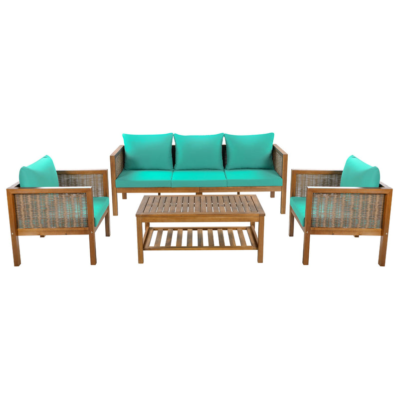 Patio Set Outdoor With Coffee Table And Cushions