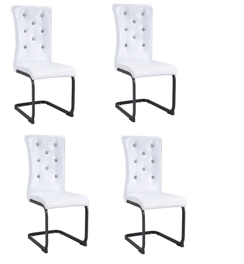 Faux Leather Metal Dining Side Chairs (Set of 4) - White / Black