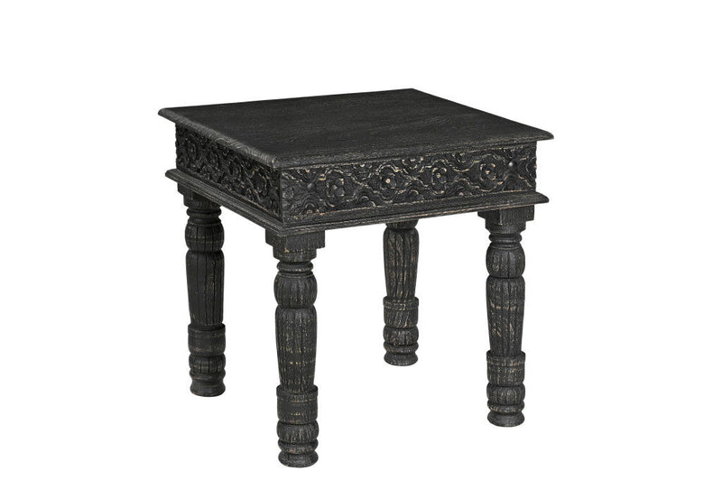 Solid Wood Distressed Coffee Table (Set of 2) - Black