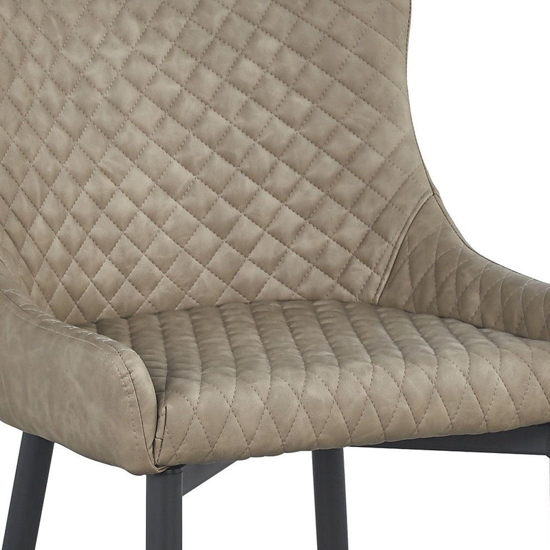 Tufted Upholstered Faux Leather Dining Side Chairs (Set of 4) - Gray / Black