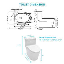Load image into Gallery viewer, 1 Piece Toilet For Bathroom, Dual Flush 1.24 / 1.43 Gpf, Soft Closing Seat - White
