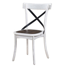 Load image into Gallery viewer, 2 Pieces Set Dining Side Chair Rustic Modern Farmhouse Design Retro Design With Metal X Design - Antique Dark Oak / Antique White

