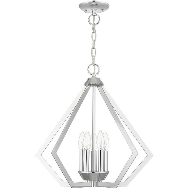 20" Five Light Dimmable Chandelier With Shades - Silver