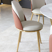 Load image into Gallery viewer, Modern Dining Chairs (Set of 2) With Gold Metal Legs - Beige
