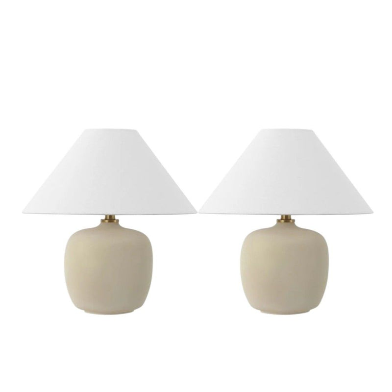 18" Novelty Table Lamps With Empire Shades (Set of 2) - Clear / Cream
