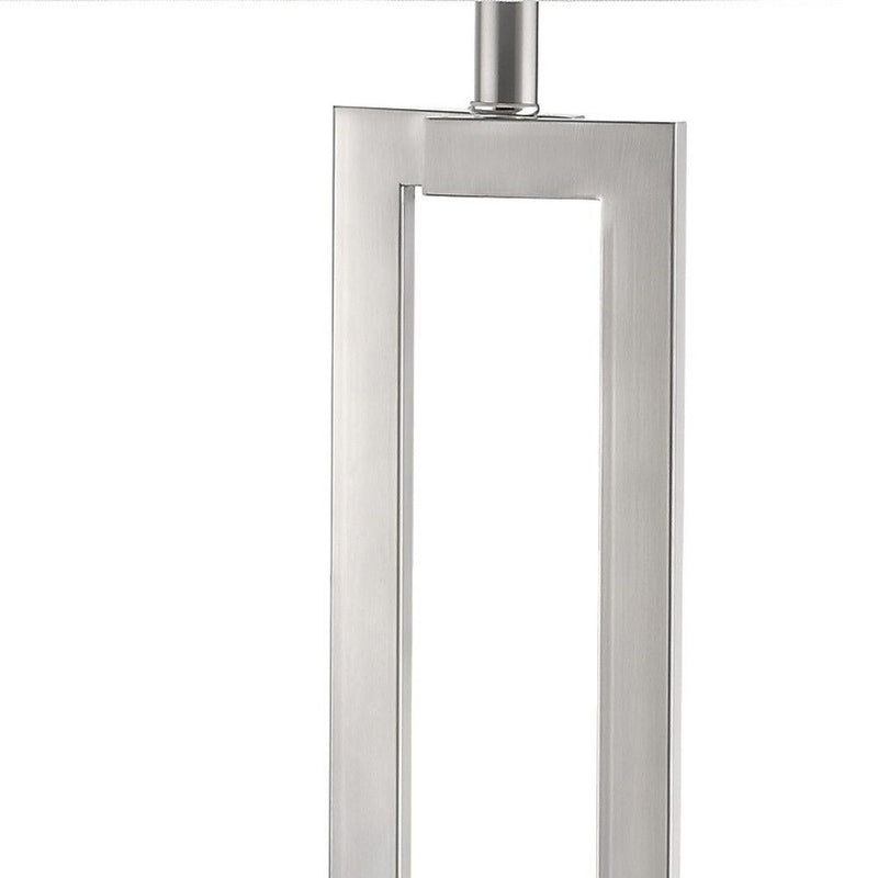 Metal Table Lamp With White Rectangular Shade - Silver