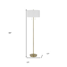 Load image into Gallery viewer, Two Light Traditional Shaped Floor Lamp With White Rectangular Shade - Brass

