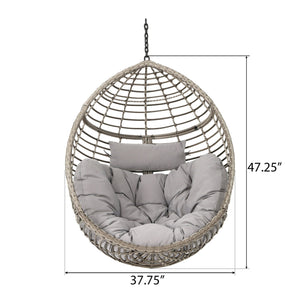Hanging Basket Chair With Metal Frame And Seat Cushion