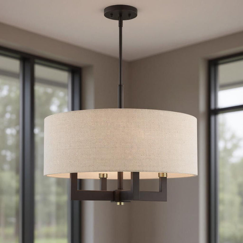 22'' 4 Light Dimmable Chandelier With Shades - Bronze