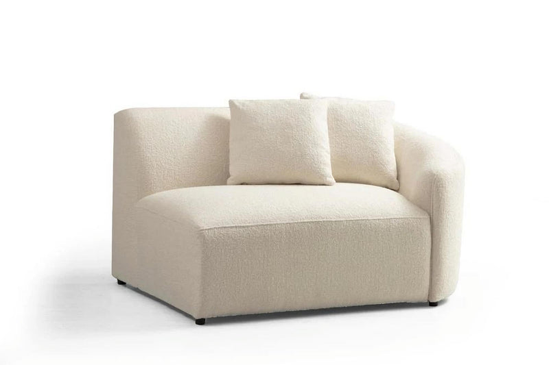 Boucle Modular Curved 2 Piece Sofa Chaise Sectional With Toss Pillows - Ivory