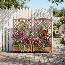 Load image into Gallery viewer, Raised Garden Bed With Trellis 2 Pack, Outdoor Planter Box &amp; Plant Stand With Climbing Racks - Brown
