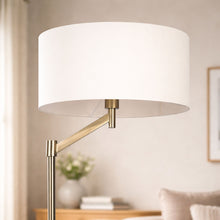 Load image into Gallery viewer, Horizon - Table Lamp With On / Off Switch Curved Base Linen Shade - Brushed Nickel / Silver / White
