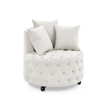 Load image into Gallery viewer, Modern Upholstered Swivel Chair With Button Tufted Design And Movable Wheels
