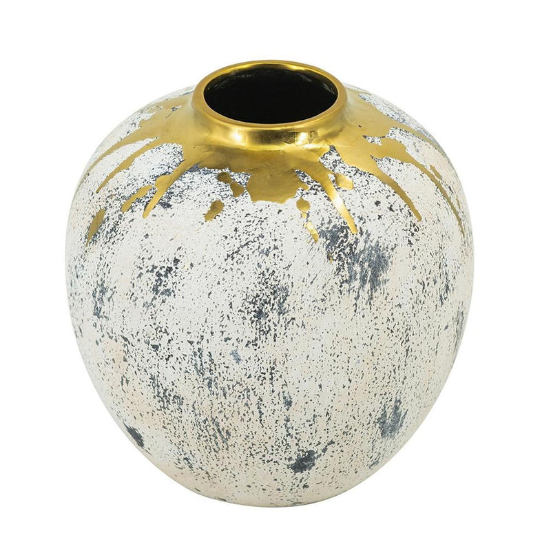 Abstract Round Table Vase - Ivory / Gray / Ivory